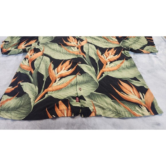 Tommy Bahama Men's XL Black 100% Silk Floral Leaves Button Down Shirt - Picture 3 of 6